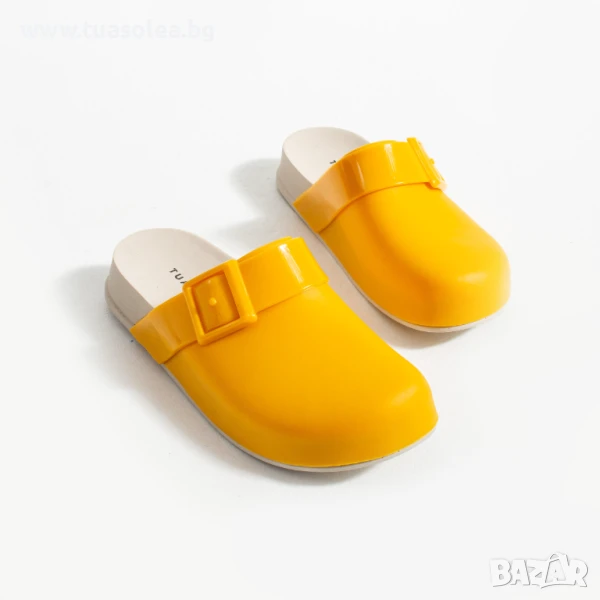 Оранжеви дамски затворени гумени чехли сабо | Марка Tuasolea, снимка 1