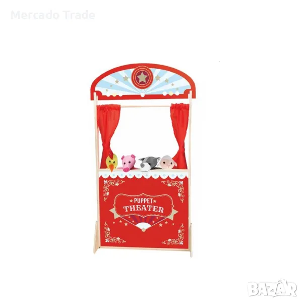 Дървен куклен театър Mercado Trade, 4бр. фигурки, снимка 1