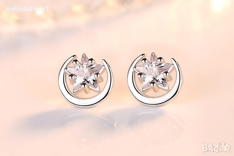 Сребърни Обеци - Звездна луна BJ404, снимка 1