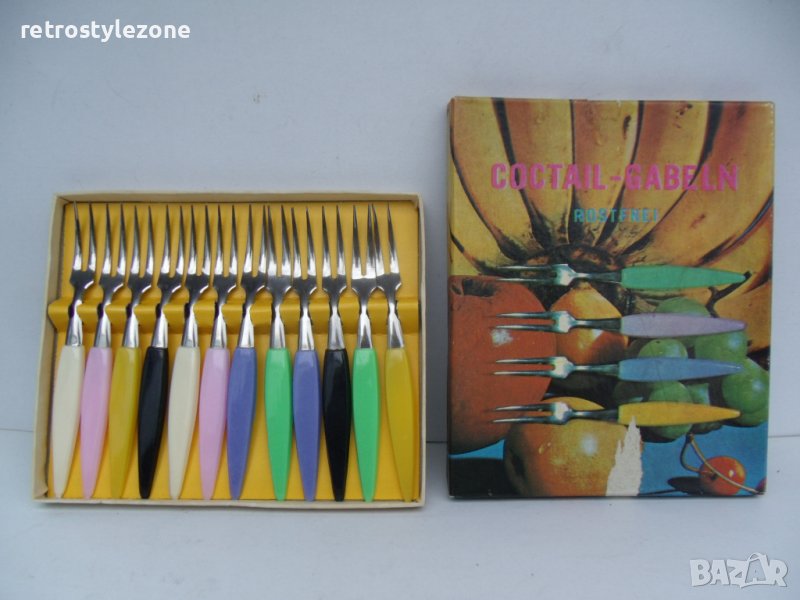 № 6909 стари малки коктейлни вилички   - Coctail - Gabeln   - комплект 12 броя, снимка 1