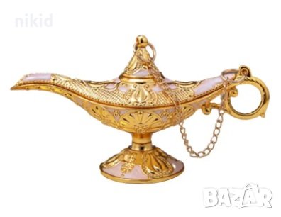 метална златиста Вълшебната вълшебна лампа на аладин сувенир джин, снимка 1