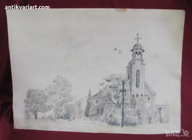 Стара Оригинална Картина Графика и Молив, снимка 1