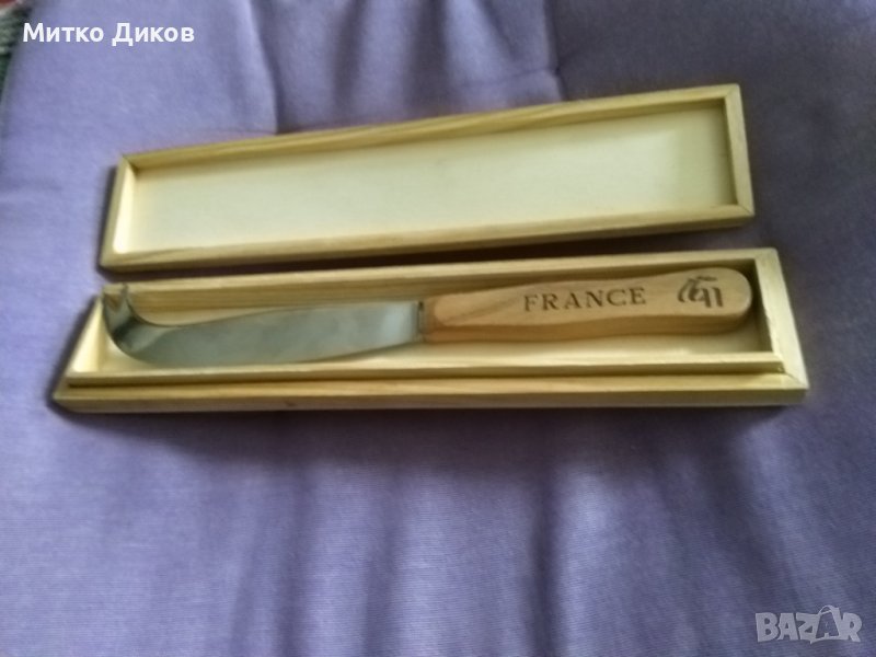Нож нов за френско сирене марков Fromages de France couteau inox J.B. кутия 245х130мм, снимка 1