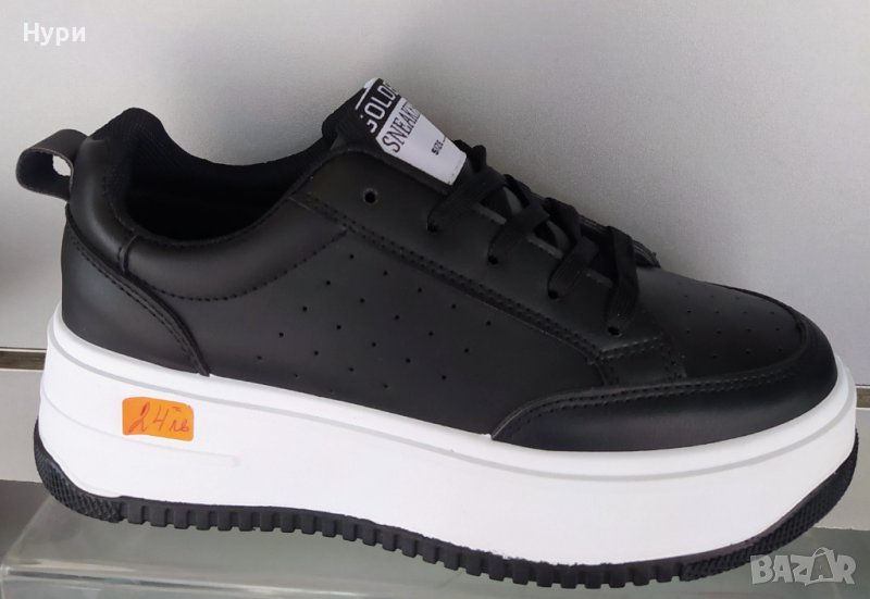 Черни дамски маратонки с платформа, снимка 1