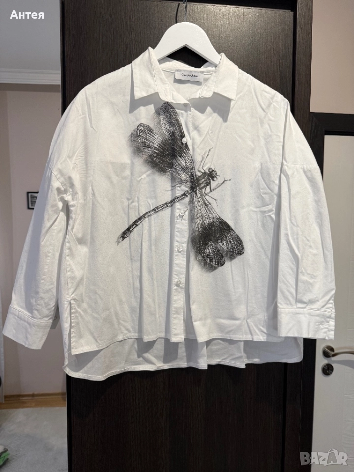 Риза в бяло с водно конче, снимка 1