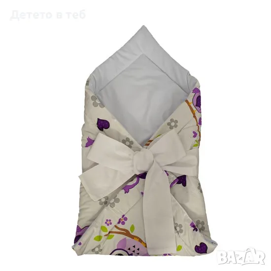 Порт бебе лилави бухали с бял полар - 75/75Порт бебе лилави бухали с бял полар - 75/75, снимка 1