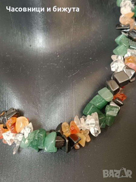 Гердан от естествен камъни смесени - зелен, златист, жълт, бял, син, розов, безцветен., снимка 1