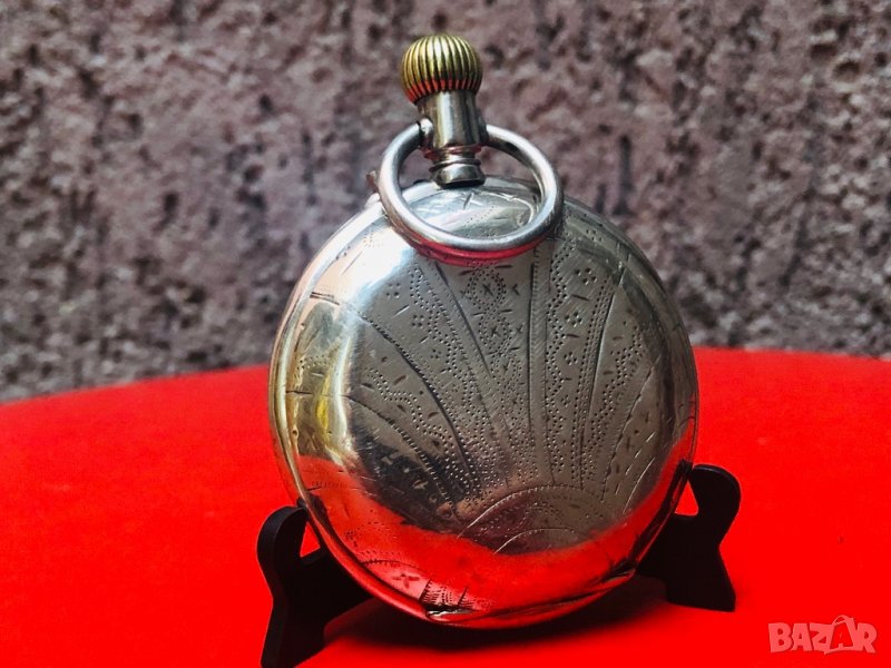 Джобен часовник Голям сребърен джобен часовник от края на 19-ти век, снимка 1