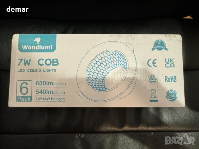Wondlumi 6X LED осветителни тела за таван 7W димируеми COB ултра тънки, снимка 8 - Лед осветление - 43956261