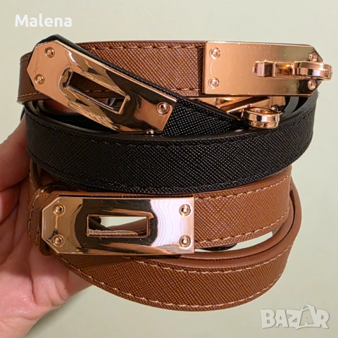 Колан по модел на Hermes в кафяво, снимка 2 - Колани - 53430666