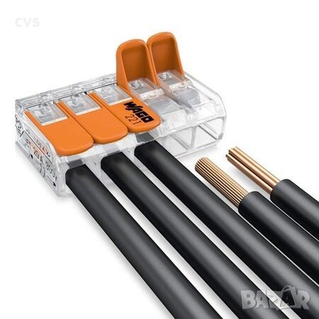 Пружинна 5-проводна клема WAGO COMPACT, 221-415, до 4.0mm2, 450V/32A, снимка 2 - Електро услуги - 39006527