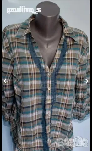 Два броя / Дамска памучна риза в каре / голям размер , снимка 10 - Ризи - 36505846