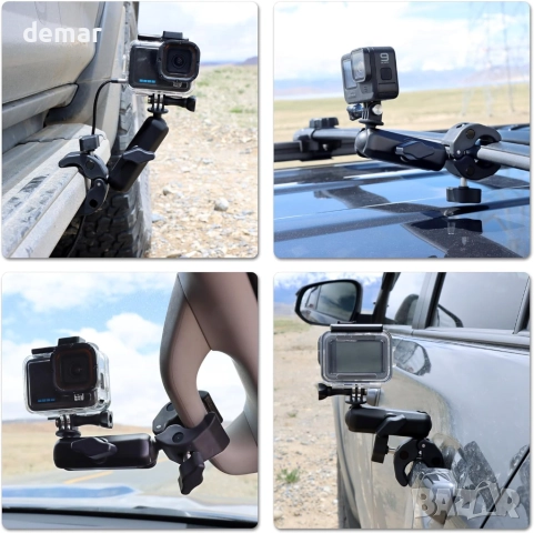 SOONSUN Супер скоба за закрепване с двойни 360° сферични глави и държач за телефон, снимка 7 - Селфи стикове, аксесоари - 51718600