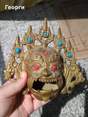 Стара бронзова маска-99, снимка 3 - Антикварни и старинни предмети - 50127143