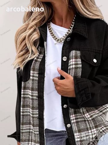 Дамско дънково яке (риза) с дълъг ръкав и копчета на риза, 3цвята, снимка 5 - Якета - 39240552