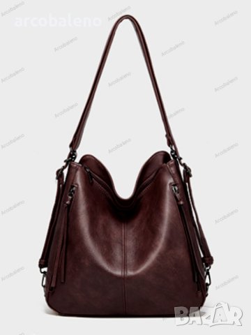 Елегантна дамска кожена чанта-раница 2 в 1, 3цвята - 024, снимка 5 - Чанти - 42008575
