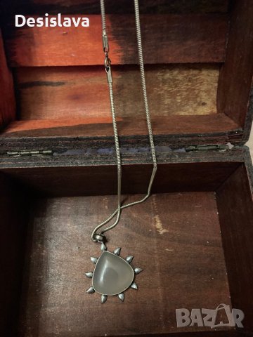 Сребърно колие слънце с верижка