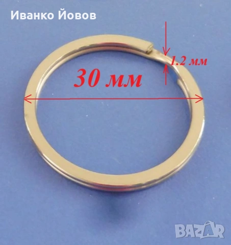 Халки за ключове, ключодържатели, декупаж, неръждаеми, стоманени, Ø30 мм, плоски