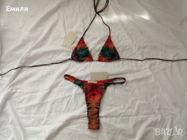 S, M, L нов комплект цветен дамски бански от две части psychedelic, снимка 9 - Бански костюми - 51076707