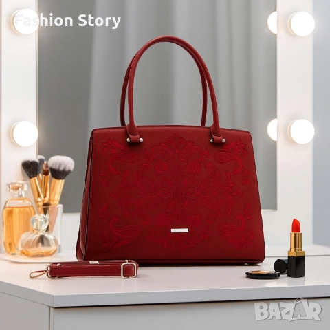 Елегантна дамска чанта с релефен дизайн – стил и практичност в едно, снимка 6 - Чанти - 51860714