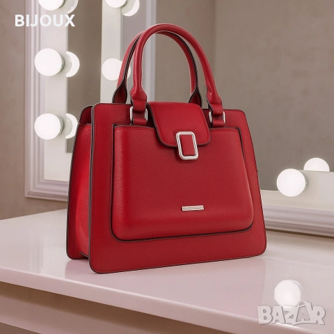 Дамска стилна чанта с метален акцент, снимка 14 - Чанти - 53217449