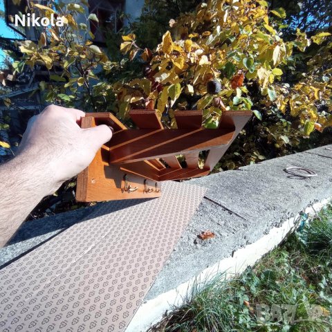 Стенна закачалка за дрехи и шапки дървена 64/24см, снимка 11 - Закачалки - 38486837