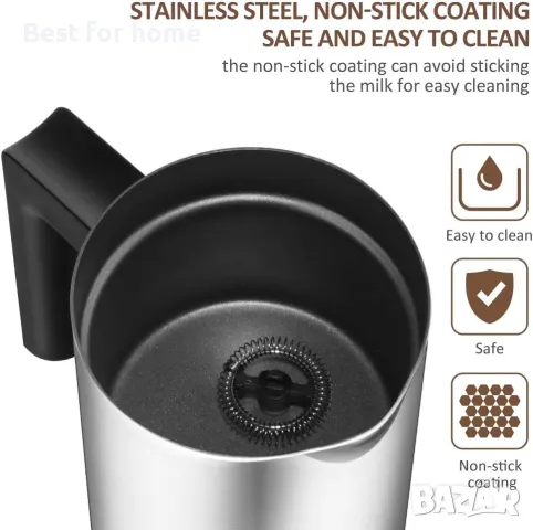 KYG Професионален автоматичен електрически пенообразувател за мляко от неръждаема стомана, снимка 5 - Кафемашини - 48857299