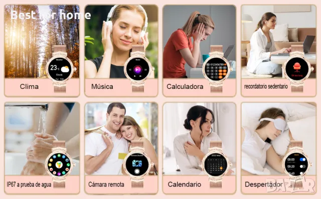 Луксозен дамски смарт часовник- AMOLED дисплей, метален от Fremtudmy H98, снимка 10 - Смарт часовници - 48711083