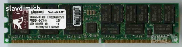 Рам памет RAM Kingston модел KVR333X72RC25 1 GB DDR1 333 Mhz честота, снимка 1 - RAM памет - 28111433