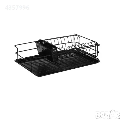  Метален сушилник за чинии, С подложка, За кухня, Две нива,Черен , снимка 4 - Сушилници - 48999567