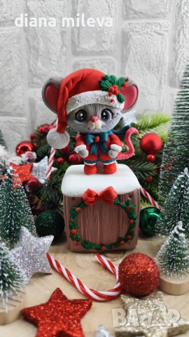 Коледна  Мишка, идеален подарък за малки и големи!!!, снимка 2 - Декорация за дома - 52396703