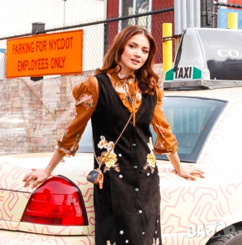 бродирана рокля от велур Coach размер S, снимка 10 - Рокли - 53181210