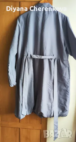 Дамски летен/ранна есен сив шлифер с ръкав буфон;4XL÷5X, снимка 3 - Шлифери - 47287555