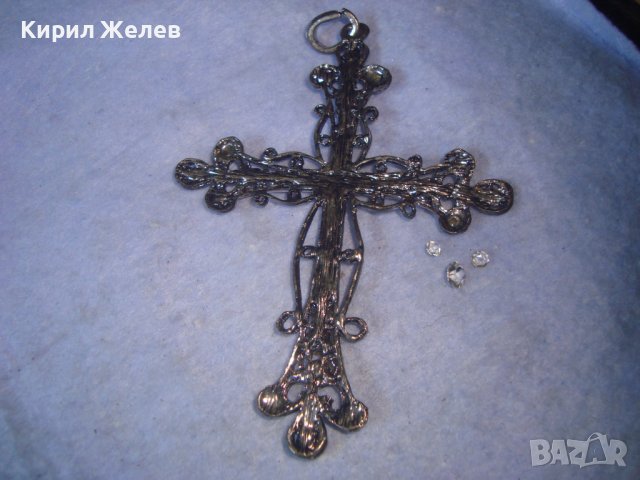 СТАРО ГОРЯМО НАГРЪДНО СРЕБРИСТО АЖУРНО АРТ КРЪСТЧЕ - МЕДАЛЬОН с КРИСТАЛЧЕТА 27458, снимка 7 - Колиета, медальони, синджири - 36953905