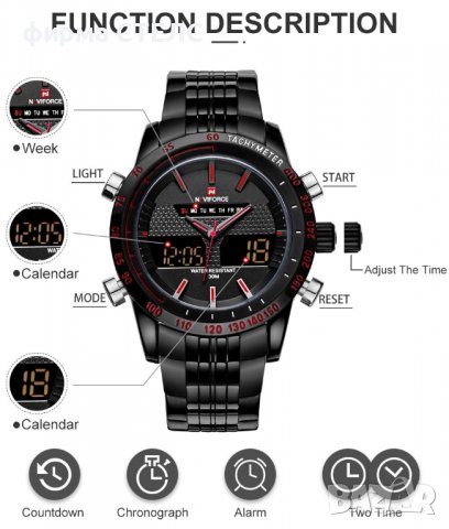 Мъжки часовник Naviforce Evolution, Неръждаема стомана, снимка 3 - Мъжки - 40193875