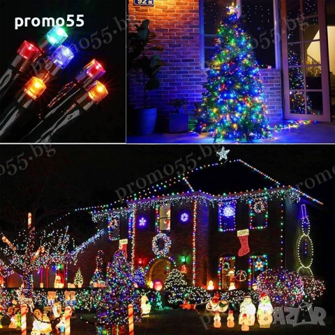 Светлинен Коледен Гирлянд 50м. с 250 многоцветни светодиода RGB, снимка 7 - Други - 52596083