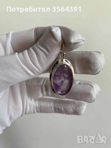 Сребърни обеци с Аметист, снимка 4 - Обеци - 52753384