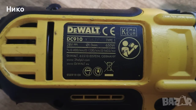 Акумулаторна бормашина-винтоверт Cordless Drill/Driver DeWalt DC910 28V, 650W , снимка 4 - Винтоверти - 50624498