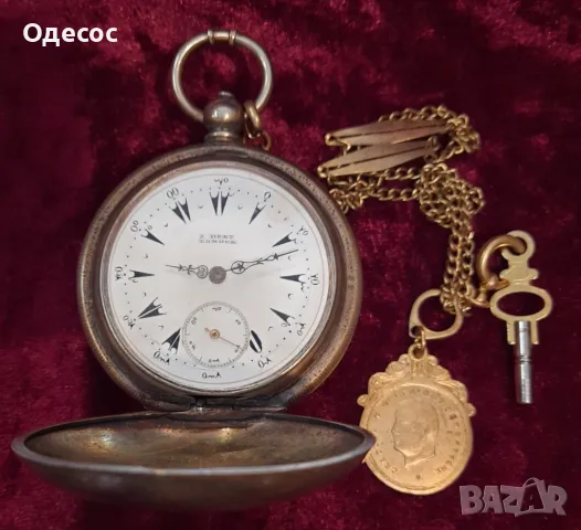 Старинен Османски джобен часовник с кюстек и ключ, снимка 4 - Антикварни и старинни предмети - 48415131