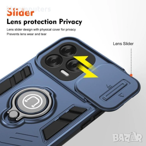 ZTE Blade V70 Vita / V70 Design Удароустойчив Калъф Slide Camshield с Поставка и Протектор – Черен, , снимка 4 - Калъфи, кейсове - 53043394