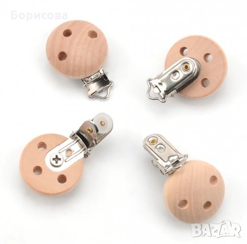 Клипс, дървена щипка за бебешка залъгалка, снимка 6 - Други - 33246355
