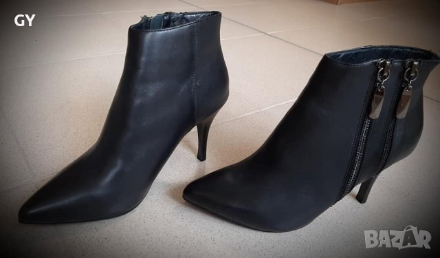Черни кожени боти на висок елегантен ток, снимка 9 - Дамски боти - 38209265