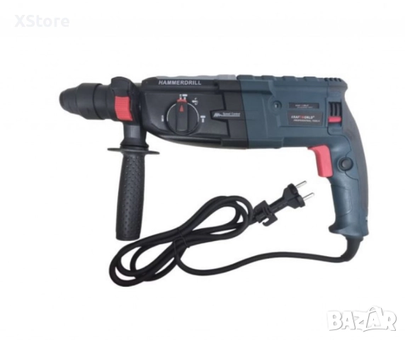 Перфоратор 1100W с 2 патронника и SDS Plus дръжка - Комплект с куфар kraftroyal, снимка 2 - Перфоратори - 51861171