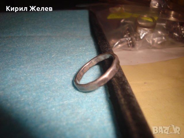 СТАР СРЕБЪРЕН ПРЪСТЕН ТИП МНОГОЪГЪЛНА ХАЛКА ОКСИДИРАНО СРЕБРО 925 РЪЧНА ВИНТИДЖ ИЗРАБОТКА 25185, снимка 7 - Пръстени - 34654816