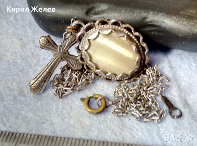 Старинно СРЕБЪРНО КОЛИЕ СРЕБЪРЕН КРЪСТ и СЕДЕФЕН СРЕБЪРЕН ПЕНДАНТ СРЕБРО 925 ВЕРИЖКА 950 ПРОБА 49838, снимка 7 - Антикварни и старинни предмети - 49274629