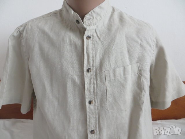 Мъжка риза с къс ръкав от лен Piazza Italia, снимка 2 - Ризи - 37118802