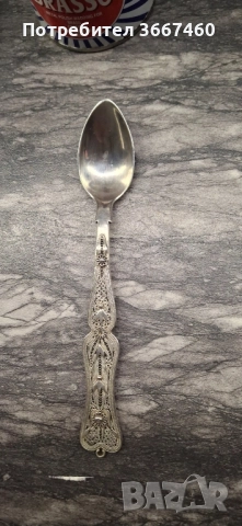 Антична сребърна лъжица, снимка 4 - Антикварни и старинни предмети - 51370833