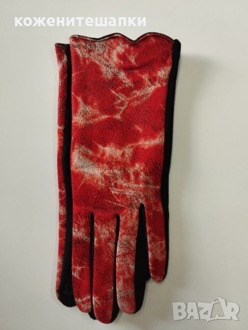 29 Дамски ръкавици кашмир в модерно червен цвят , снимка 3 - Ръкавици - 43317003