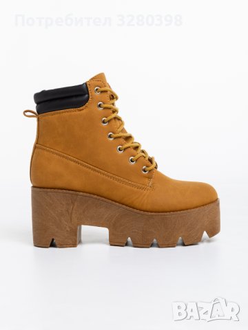 ПРОМОЦИОНАЛНА ЦЕНА! ! ! Дамски боти на висока платформа в кафяв цвят тип CAT