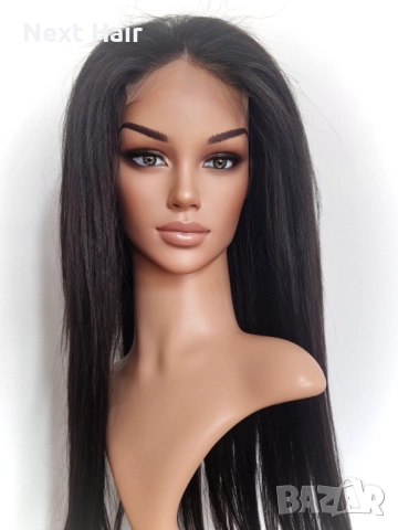 Черна перука от микс естествен косъм и примеси 70 см с Lace 4×4, снимка 5 - Аксесоари за коса - 52018574